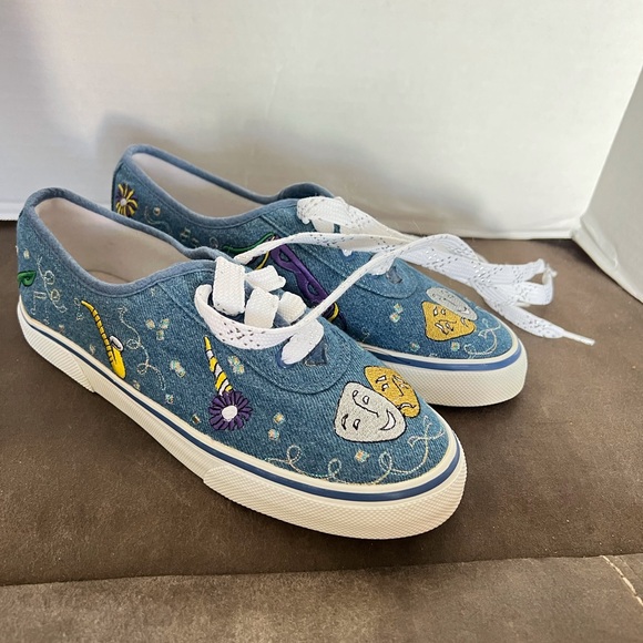 Sebastian Mardigras blue denim sneaker women’s size 6.5 - Picture 1 of 15